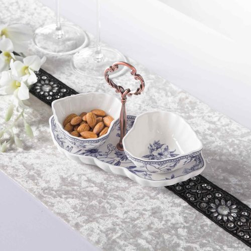 701127-1 اردو خوری قلبی دو عددی سینی دار گلدکیش طرح لوتوس - تصویر 1