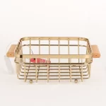 سبد مستطیل کوچک کف پارچه ای طلایی کد 20331 - Image 2