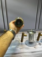 قوری پیرکس کف گرد دسته چوبی - Image 3