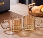 ست 6 عددی شات عسلی راه راه دسته مراریدی - Image 6