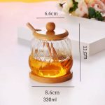 ظرف عسل شیاردار دو طبقه  درب و زیره بامبو - Image 3