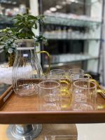 ست پارچ و 6 ليوان پیرکس طرح لوزی