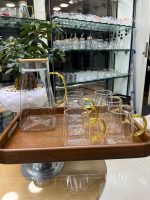 ست پارچ و 6 ليوان پیرکس طرح چند بعدی کف مربع - Image 2