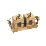 ست دو عددی بانکه گلدکیش طرح باترفلای به همراه سینی