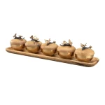 اردوخوری گلدکیش پنج تایی طرح باترفلای به همراه سینی