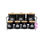 ست جای ادویه 7 پارچه B.V.K مدل درب چوبی کد 863261