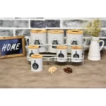 ست جای ادویه 7 پارچه B.V.K مدل درب چوبی کد 863216