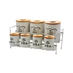 ست جای ادویه 7 پارچه B.V.K مدل درب چوب S_K کد 863416 - Image 2