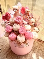 گیفت دسته گل تولد گل و خرسی