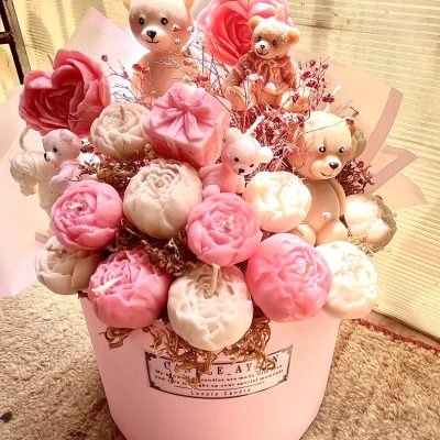 گیفت دسته گل تولد گل و خرسی