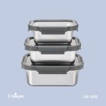 ظرف نگهدارنده سه تیکه استیل درب شیشه ای یونیک کد UN-1409