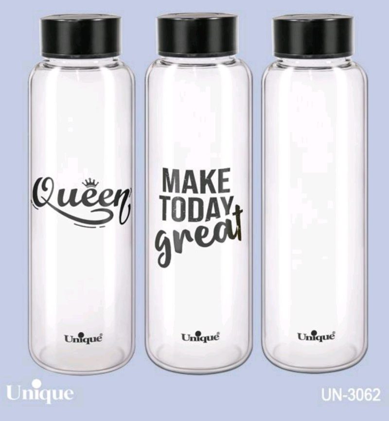 unique-265-800x867 بطری آب شیشه ای با درب مشکی 1230میل یونیک - Image 1