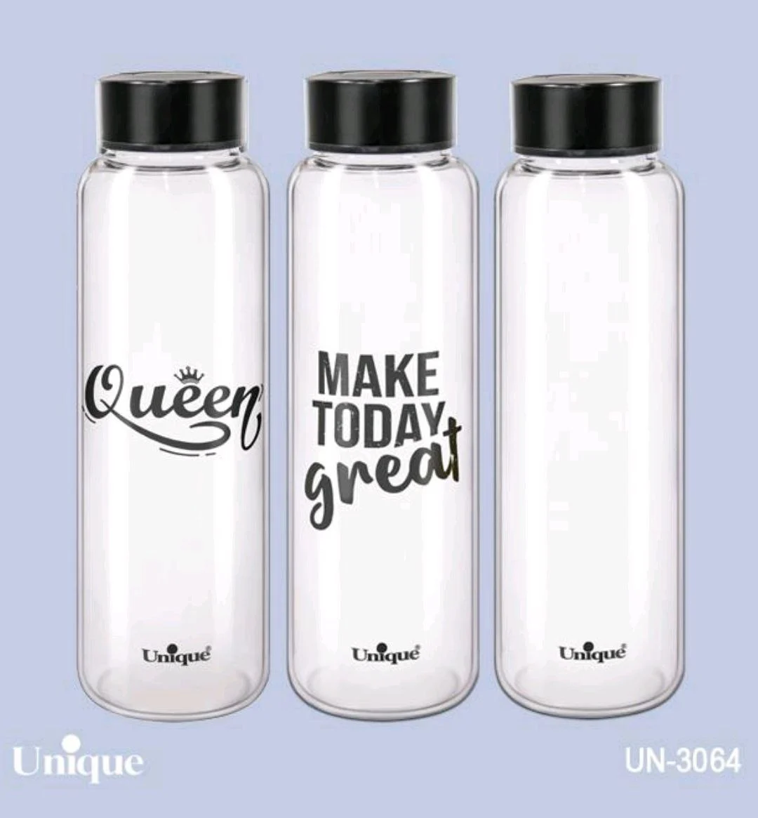 unique-266 بطری آب شیشه ای با درب مشکی 1030میل یونیک - Image 1