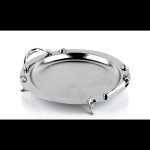 سینی استیل گرد کوچک پایه دار طرح دار فریم سانا دسته کد صفر کروم دیاکو کد 304.5P