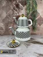 کتری و قوری لعابی طرحدار پلاریس