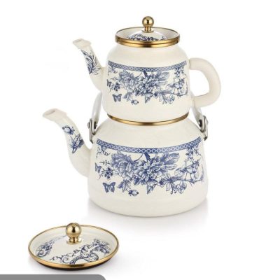 کتری و قوری لعابی طرحدار ترک پلاریس