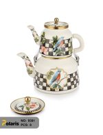 کتری و قوری لعابی طرحدار ترک پلاریس - Image 3