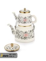 کتری و قوری لعابی طرحدار ترک پلاریس - Image 4