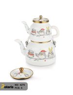 کتری و قوری لعابی طرحدار ترک پلاریس - Image 7