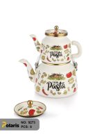 کتری و قوری لعابی طرحدار ترک پلاریس - Image 5