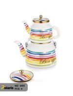 کتری و قوری لعابی طرحدار ترک پلاریس - Image 6