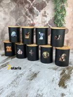 بانکه فلزی قهوه درب چوبی